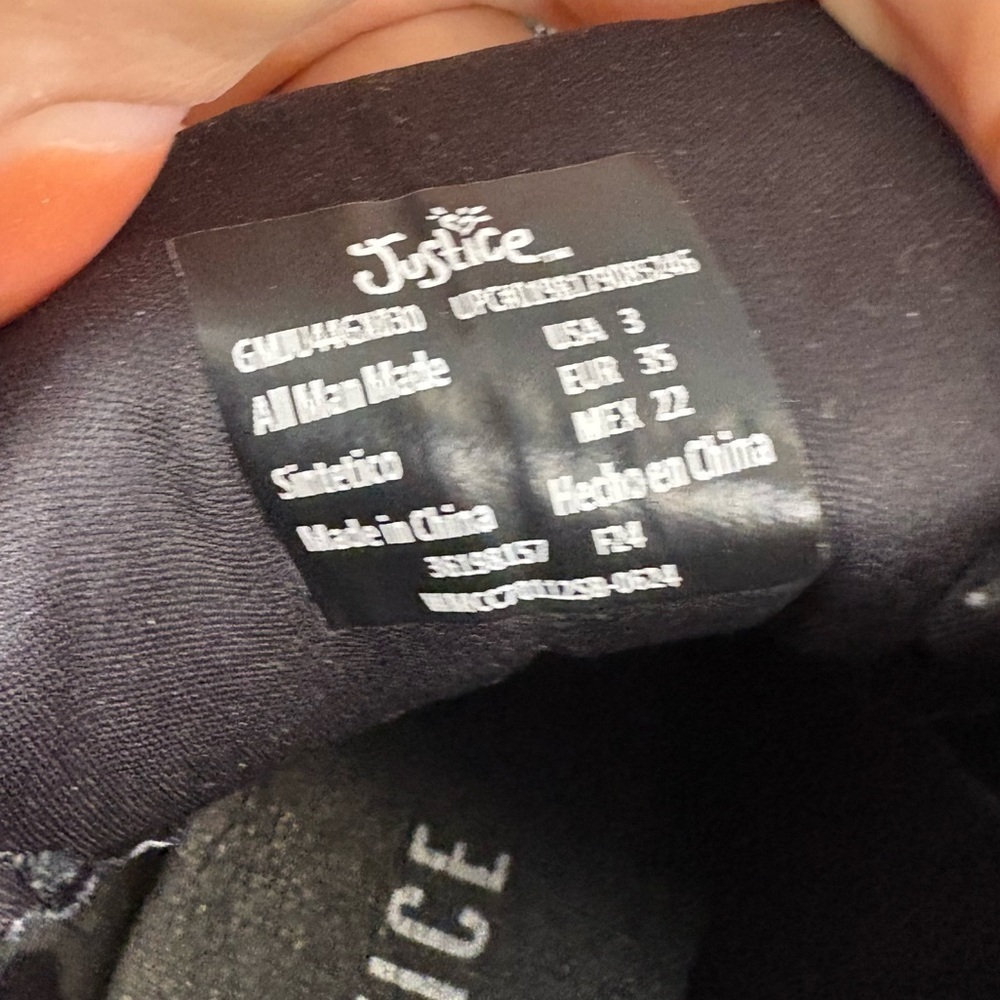 Justice Glittery Black big girls Kids Boots sz 3 zip+ 3 strap buckle preloved - Picture 10 of 12